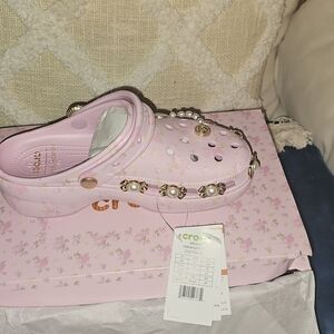 CROCS Loveshackfancy Pink Pearl-Trim Classic Clog